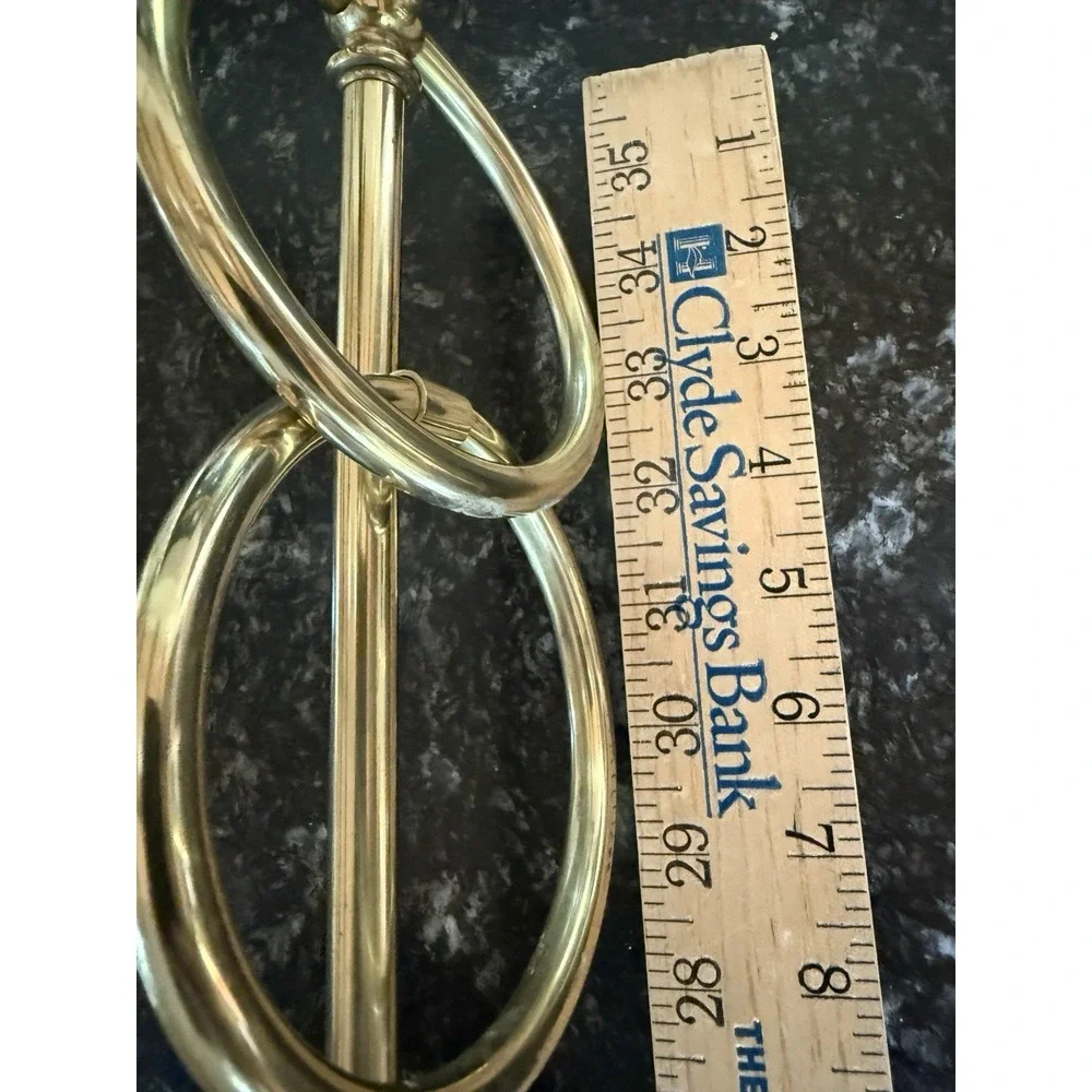 VTG Brass Double Towel Ring Stand Freestanding Vanity Bath  Aged Patina 12